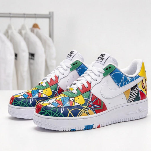 Custom Air Force 1, Hand Painted Bold Abstract Art Sneakers, Multicolor Graffiti AF1,Abstract Graffiti Style,Gift For Him
