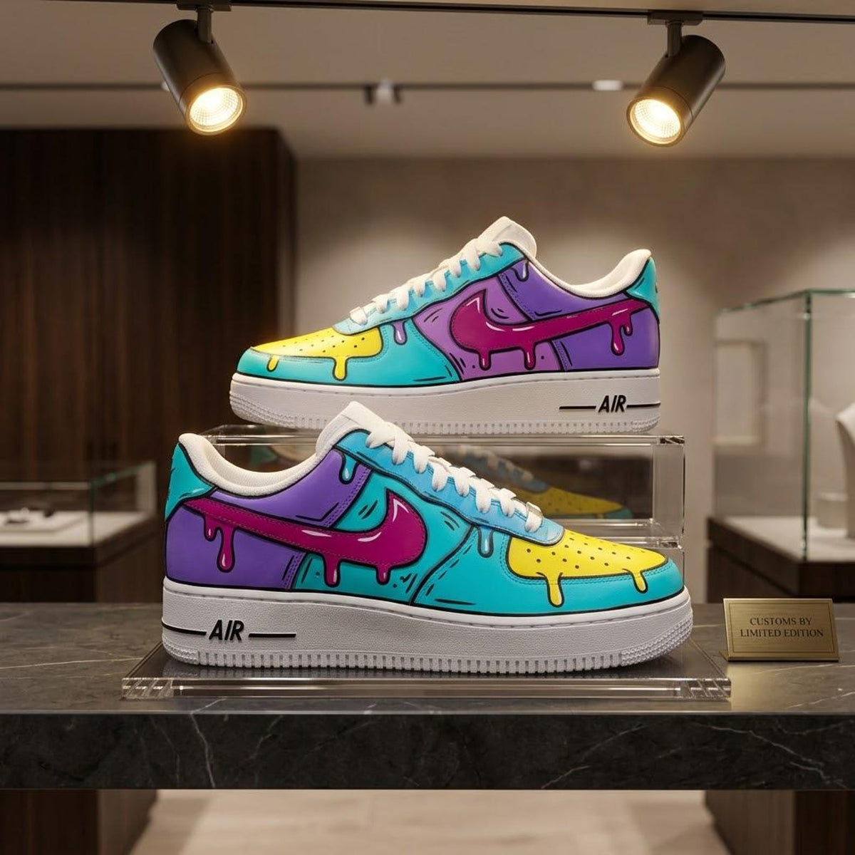 Custom Hand Painted AF1 Sneakers, Graffiti Art Drip Paint Air Force 1 Shoes, Colorful Personalized Streetwear, Gift for Sneakerheads