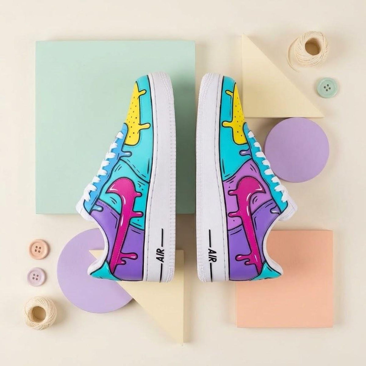 Custom Hand Painted AF1 Sneakers, Graffiti Art Drip Paint Air Force 1 Shoes, Colorful Personalized Streetwear, Gift for Sneakerheads