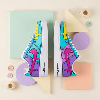 Custom Hand Painted AF1 Sneakers, Graffiti Art Drip Paint Air Force 1 Shoes, Colorful Personalized Streetwear, Gift for Sneakerheads