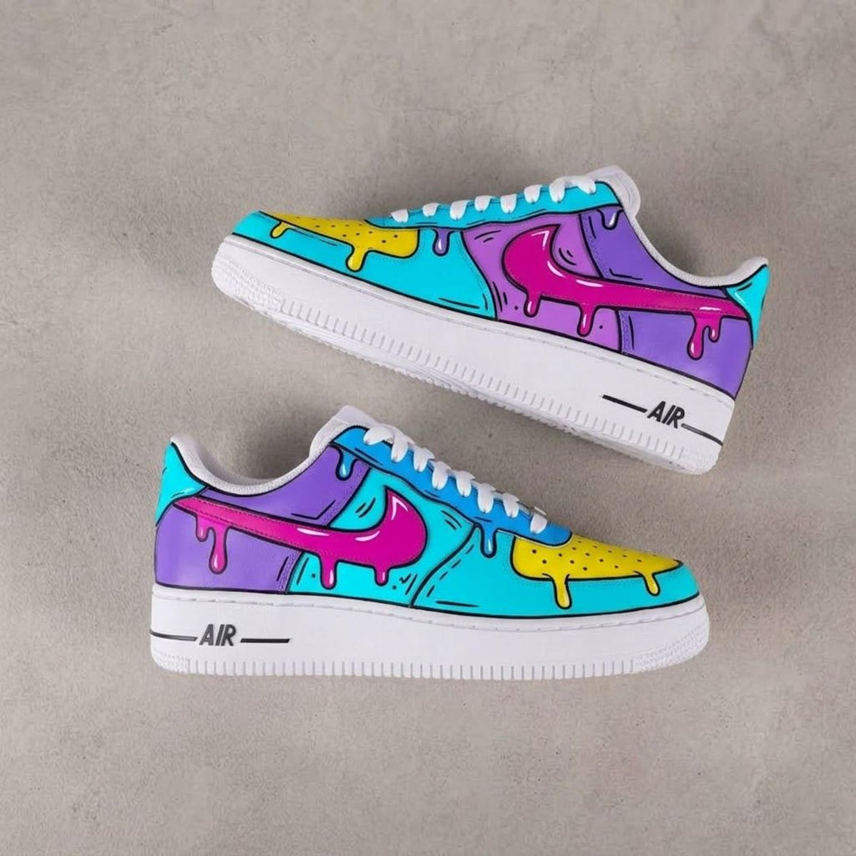 Custom Hand Painted AF1 Sneakers, Graffiti Art Drip Paint Air Force 1 Shoes, Colorful Personalized Streetwear, Gift for Sneakerheads