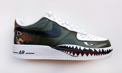 Custom Fighter Jet Air Force 1 | Hand Painted Military Aviation Shark Teeth Sneakers
