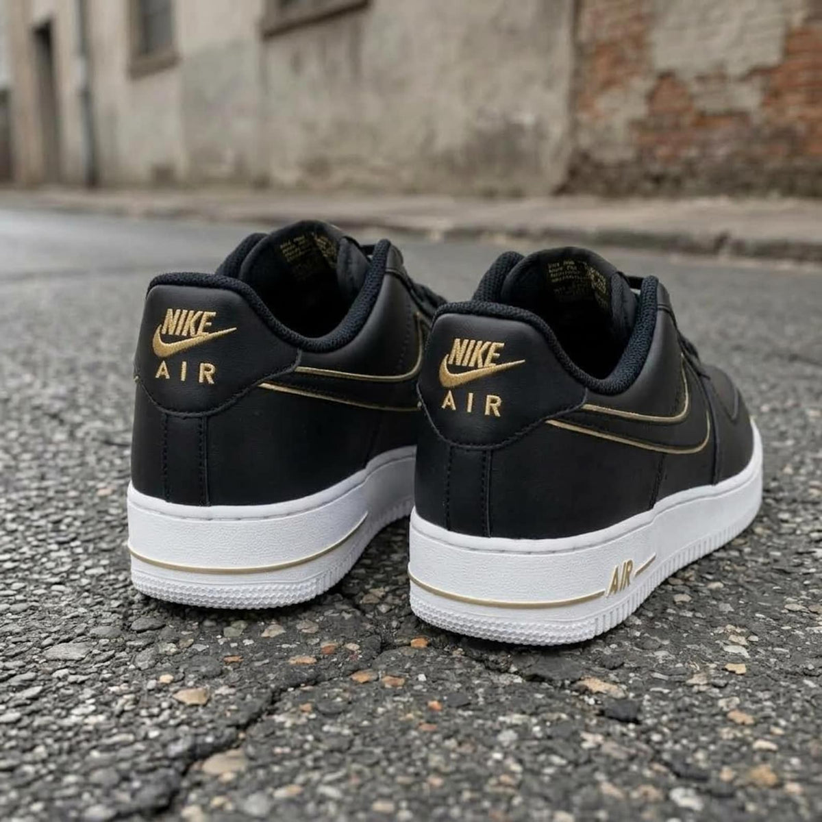 Custom Black Gold AF1, Hand Painted Luxury Sneakers, Custom Streetwear Shoes