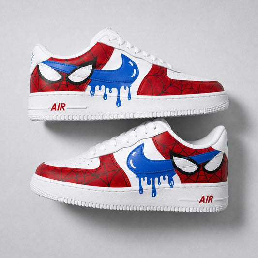 Custom Hand Painted AF1 Sneakers, Spider-Man Paint Drip Shoes, Red Blue Superhero Comic Book Shoes, Personalized Superhero Gift Men Women