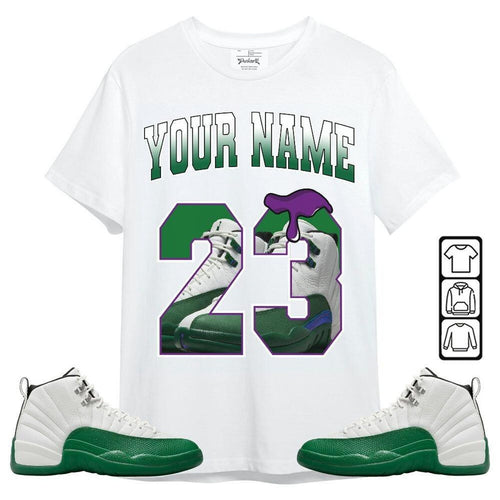 Custom Name Number 23 Drip Shoes Sneaker Shirt Green to Match Jordan 12 Bucks 2026 T Shirt , Jordan 12 Bucks Matching Sneaker
