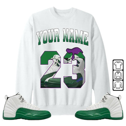 Custom Name Number 23 Drip Shoes Sneaker Shirt Green to Match Jordan 12 Bucks 2026 T Shirt , Jordan 12 Bucks Matching Sneaker