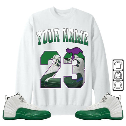 Custom Name Number 23 Drip Shoes Sneaker Shirt Green to Match Jordan 12 Bucks 2026 T Shirt , Jordan 12 Bucks Matching Sneaker