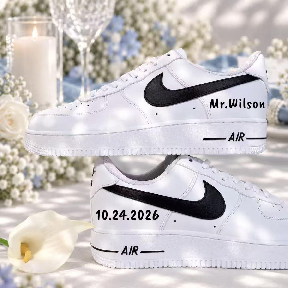 Personalized Groom Wedding Sneakers, Custom Hand Painted White Shoes,Wedding Day Shoes for Men, Groom Gift, Anniversary Gift,Bridal Sneakers