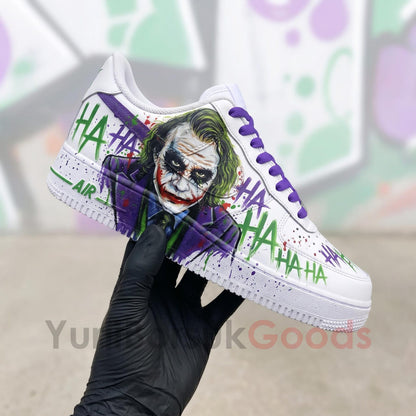Hand Painted HAHAHA Graffiti AF1 Shoes, Purple Laces Blood Drip Splatter Art, Custom AF1 Sneakers, Birthday Gift for Him