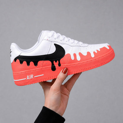 Custom Hand Painted AF1 Sneakers, Paint Drip Swoosh Shoes, Colorful Splash Aesthetic Sneakers, Personalized Streetwear Gift Men Women