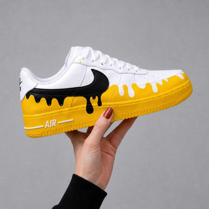 Custom Hand Painted AF1 Sneakers, Paint Drip Swoosh Shoes, Colorful Splash Aesthetic Sneakers, Personalized Streetwear Gift Men Women
