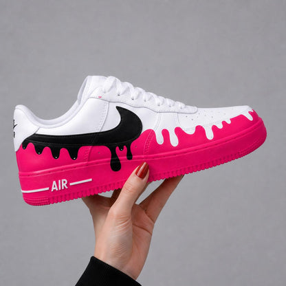 Custom Hand Painted AF1 Sneakers, Paint Drip Swoosh Shoes, Colorful Splash Aesthetic Sneakers, Personalized Streetwear Gift Men Women