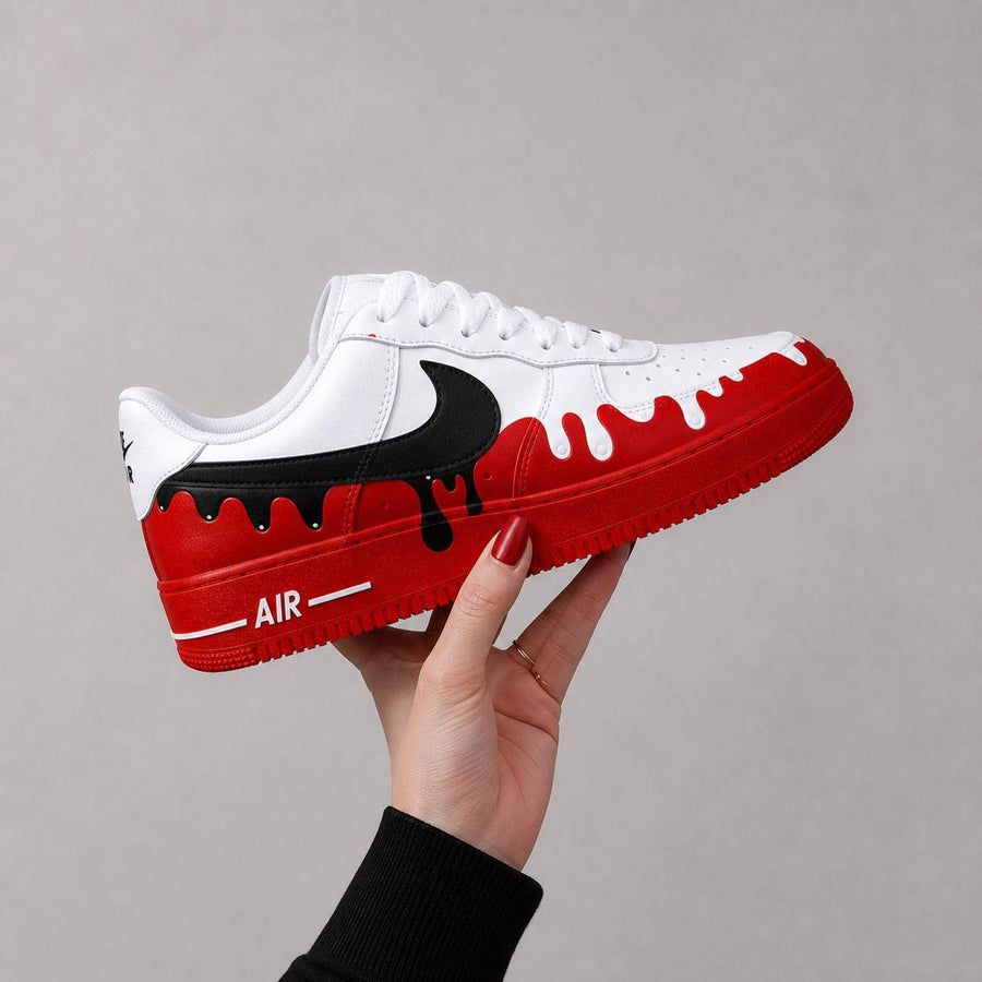 Custom Hand Painted AF1 Sneakers, Paint Drip Swoosh Shoes, Colorful Splash Aesthetic Sneakers, Personalized Streetwear Gift Men Women