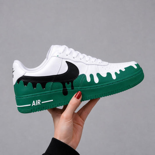 Custom Hand Painted AF1 Sneakers, Paint Drip Swoosh Shoes, Colorful Splash Aesthetic Sneakers, Personalized Streetwear Gift Men Women