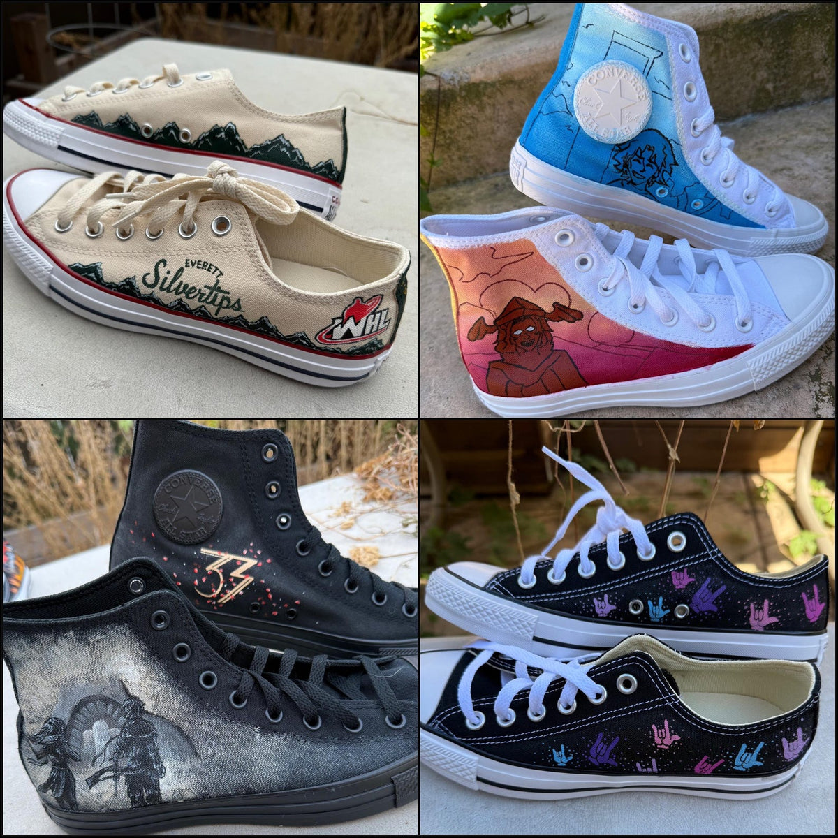 Custom Painted Converse // Completely Customizable Handpainted Shoes / Hi-tops / birthday Christmas gift for him her *READ DESCRIPTION*