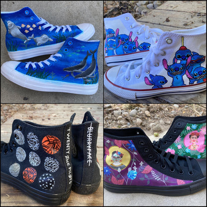 Custom Painted Converse // Completely Customizable Handpainted Shoes / Hi-tops / birthday Christmas gift for him her *READ DESCRIPTION*