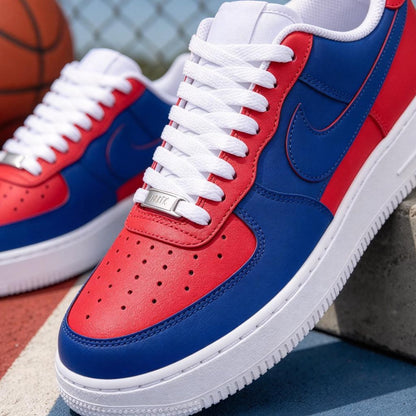 Custom Air Force 1,Red&Blue Block  Hand Painted Sneaker,Personalized AF1 Gift For Birthday Graduation Holiday