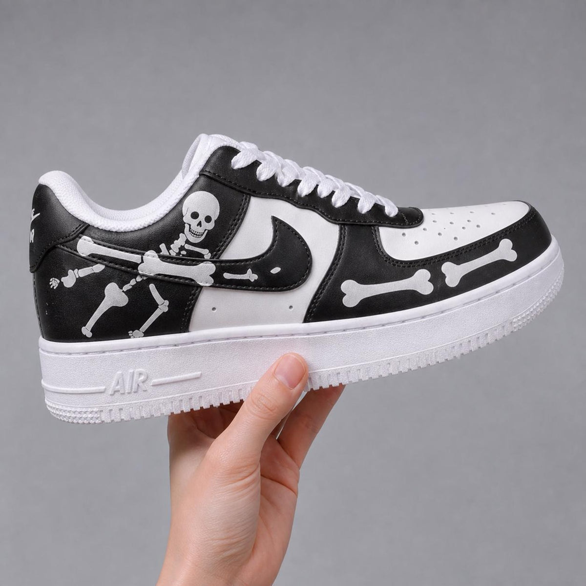 Custom Hand Painted Halloween Sneakers, Spooky Pumpkin Ghost Skeleton AF1, Witch Frankenstein Shoes, Personalized Horror Gift Men Women