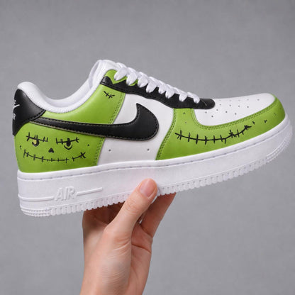 Custom Hand Painted Halloween Sneakers, Spooky Pumpkin Ghost Skeleton AF1, Witch Frankenstein Shoes, Personalized Horror Gift Men Women