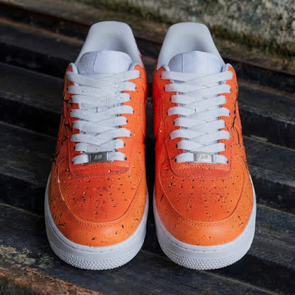 Custom Halloween Orange Design Color AF1 Sneakers | Hand Painted Streetwear Footwear