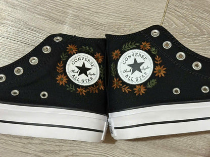 Hand Embroidered Halloween Sneakers, Ghost Pumpkin Spiderweb Design (Customizable)