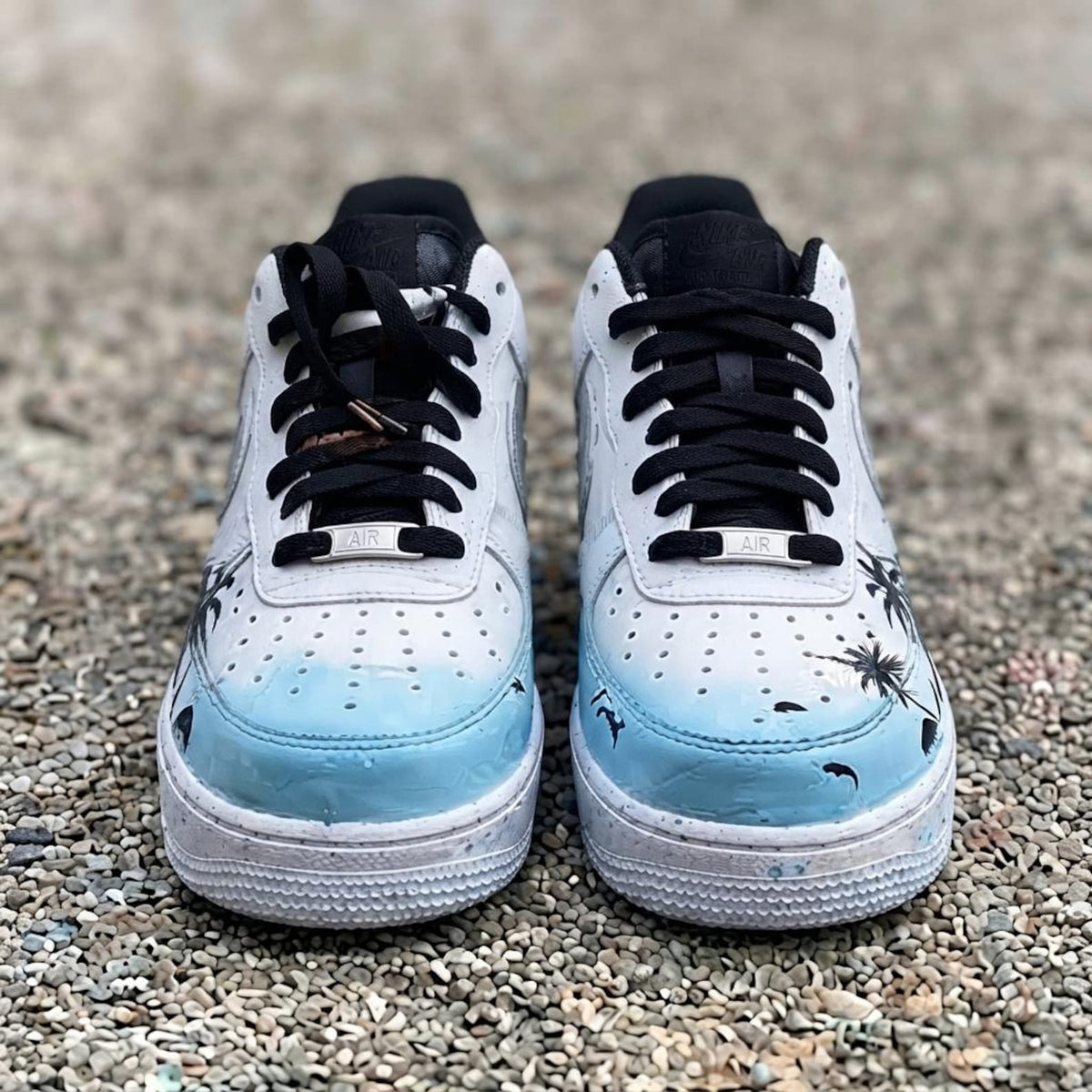 Custom Sunset Sky Beach Design AF1 Sneakers | Hand Painted Streetwear Footwear