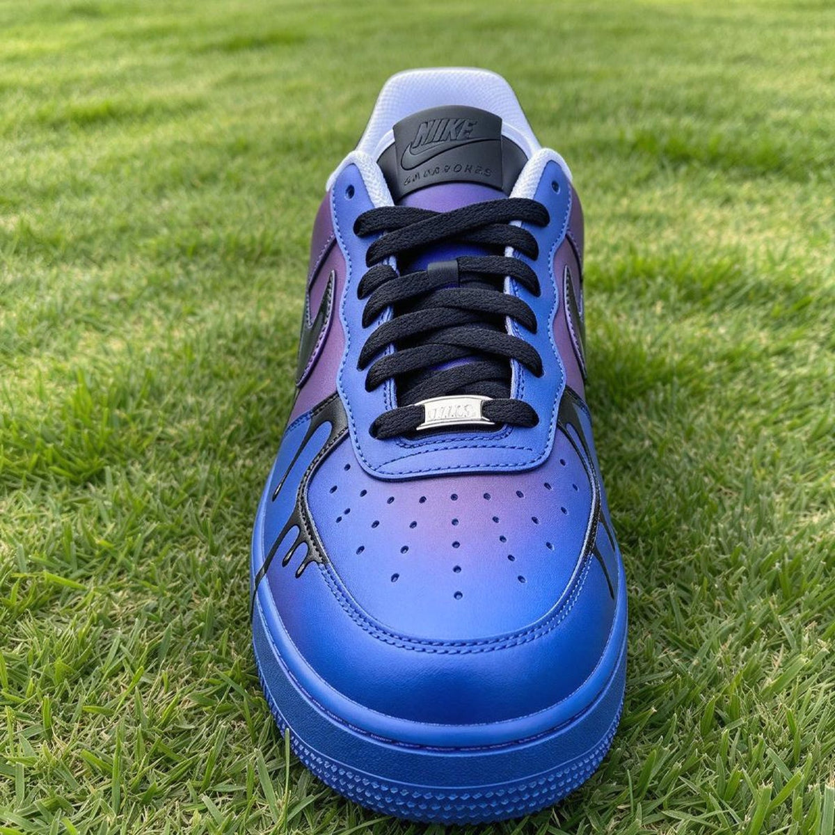 Custom Air Force 1,Drip Gradient Sneakers, Hand Painted Purple Blue AF1 Shoes, Hand Sprayed Streetwear Gift For Him