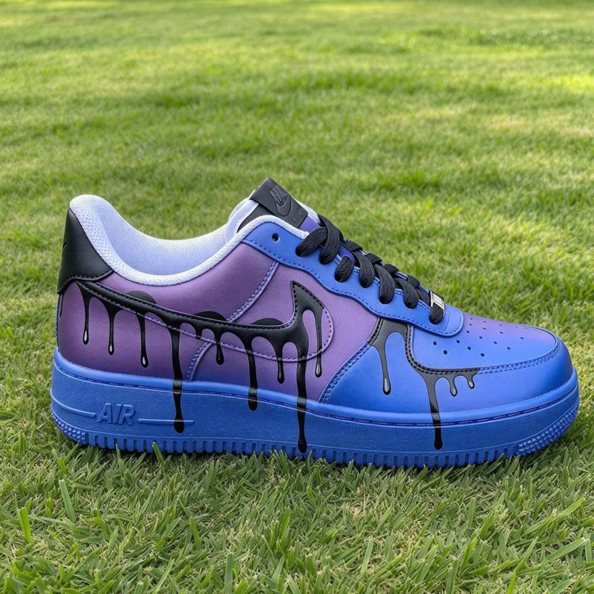 Custom Air Force 1,Drip Gradient Sneakers, Hand Painted Purple Blue AF1 Shoes, Hand Sprayed Streetwear Gift For Him