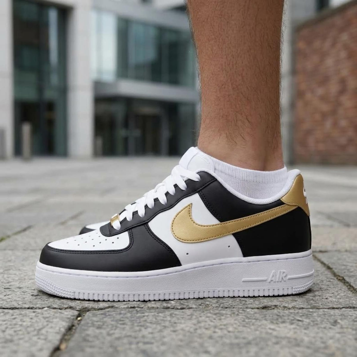 Black Gold Sports Custom Air Force One, Game Day Kicks, Handcrafted Shoes