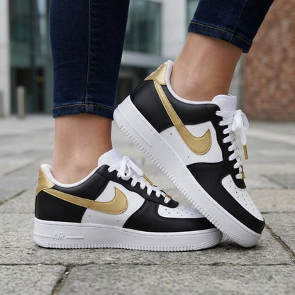 Black Gold Sports Custom Air Force One, Game Day Kicks, Handcrafted Shoes