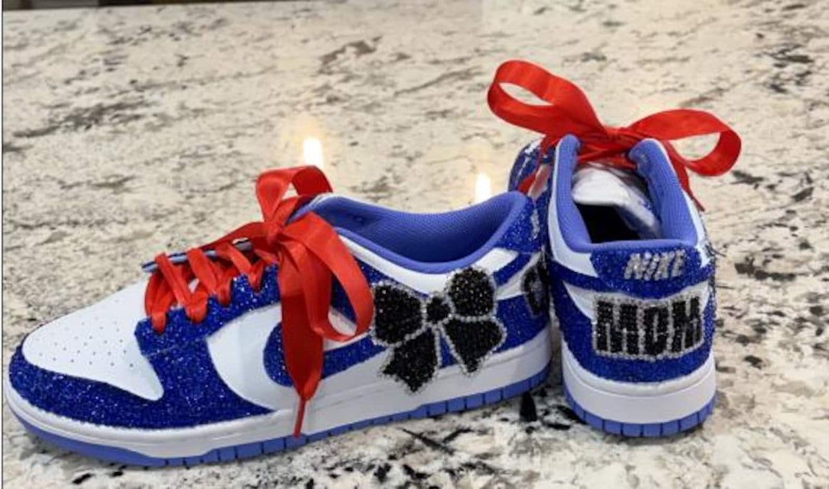 Custom Team Pride Shoes | Rhinestone Sports Parent Sneakers | One-of-a-Kind Gift