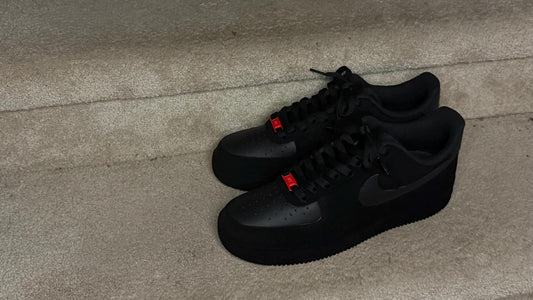 Black and Red Custom Hand-Painted Sneakers | Made to Order