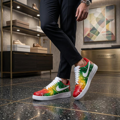 Christmas Gradient Painted Sneakers, Custom Hand Painted Footwear
