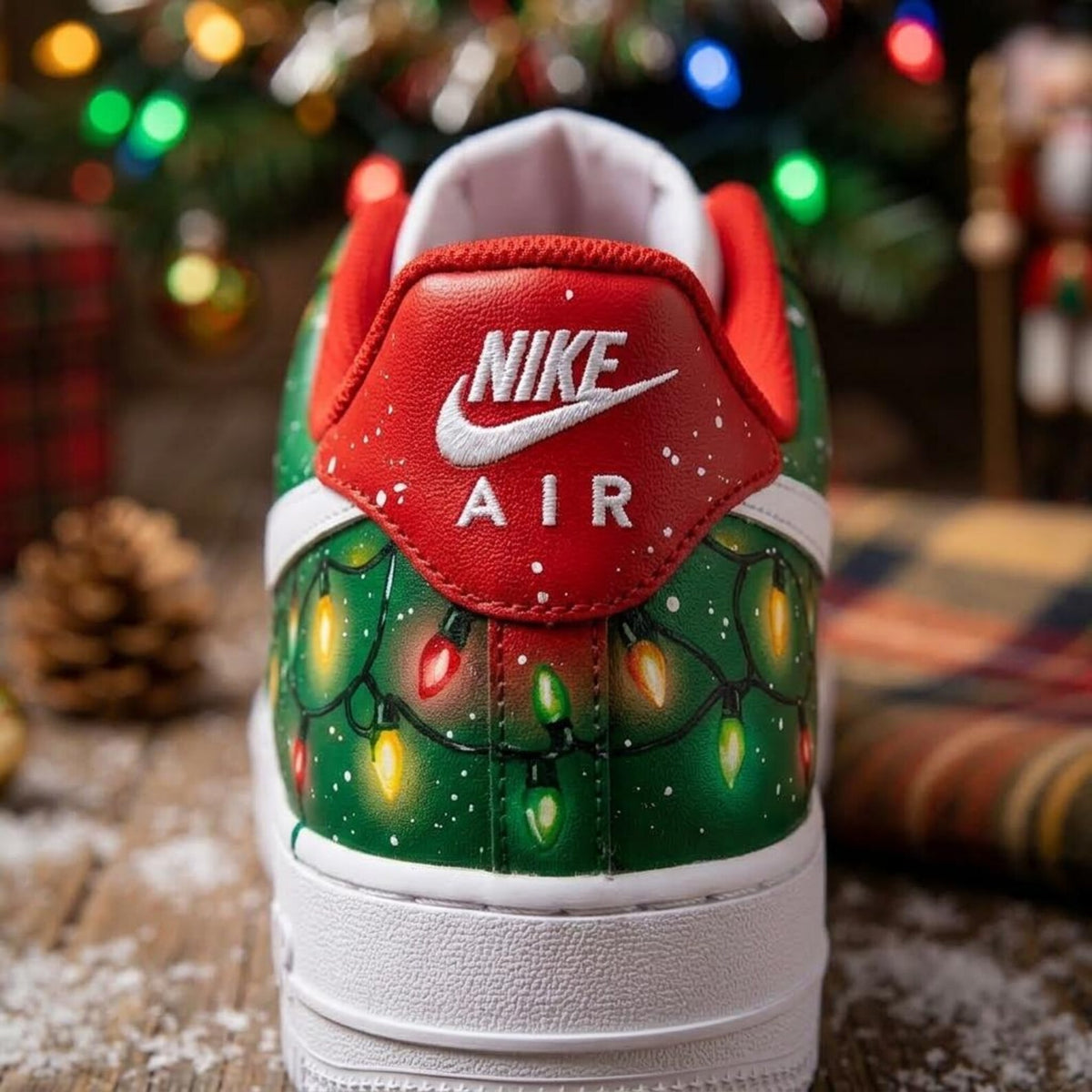 Christmas Lights Hand Painted Shoes, Custom Gradient AF1