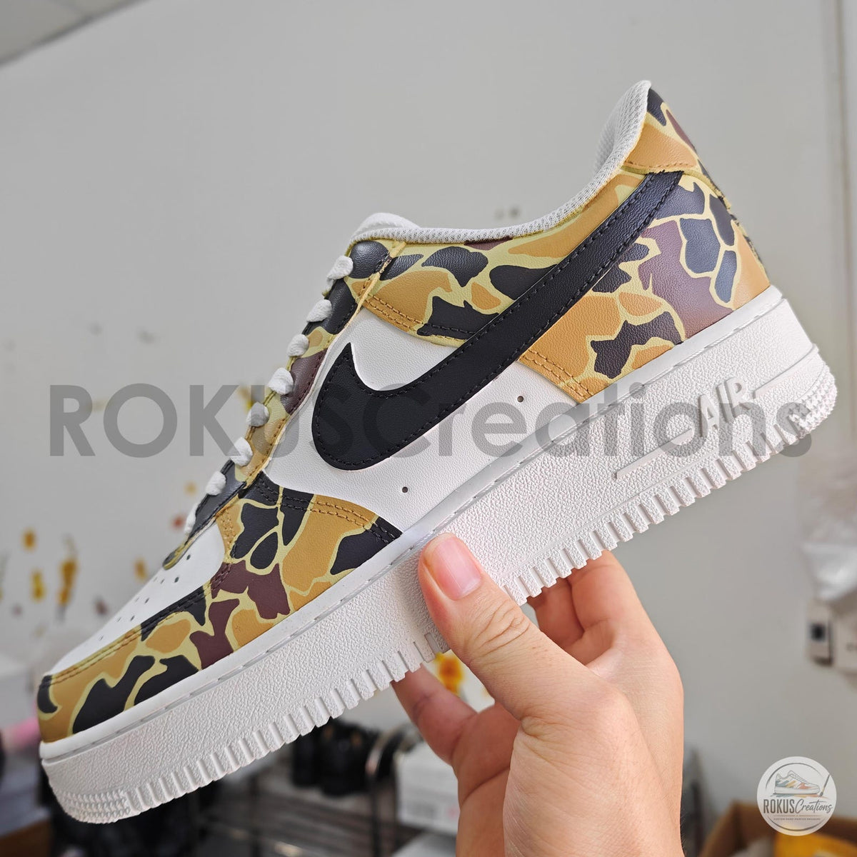 Custom Air Force 1 Camo Sneakers, AF1 Duck Camouflage Shoes, Hand Painted Streetwear Sneakers, Military Style Gift
