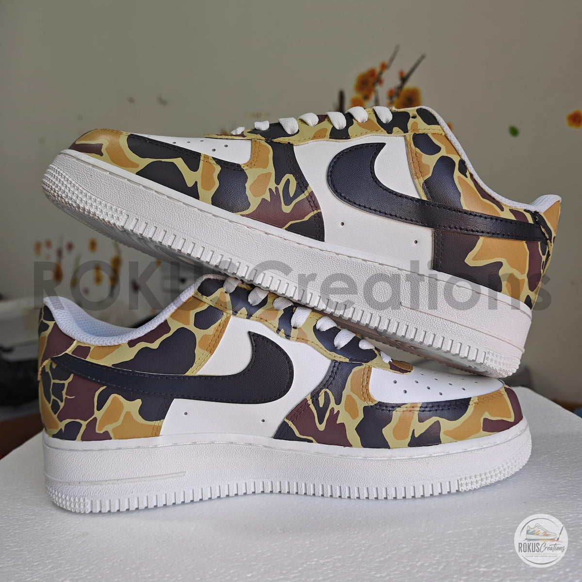 Custom Air Force 1 Camo Sneakers, AF1 Duck Camouflage Shoes, Hand Painted Streetwear Sneakers, Military Style Gift