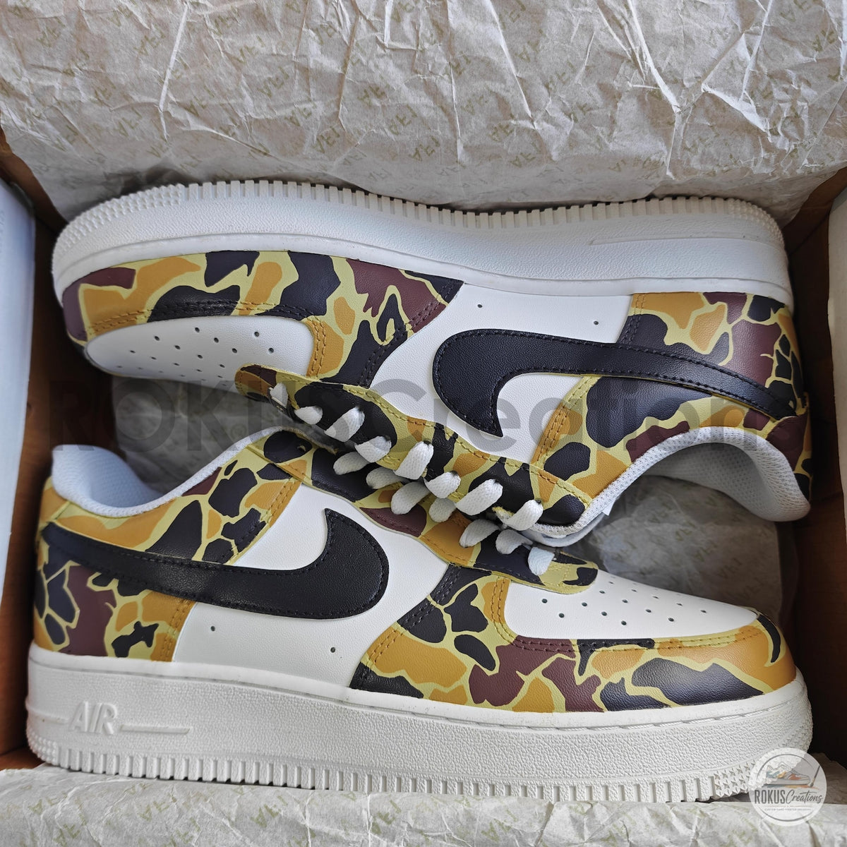 Custom Air Force 1 Camo Sneakers, AF1 Duck Camouflage Shoes, Hand Painted Streetwear Sneakers, Military Style Gift