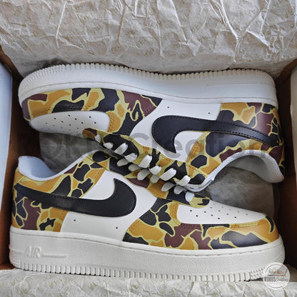 Custom Air Force 1 Camo Sneakers, AF1 Duck Camouflage Shoes, Hand Painted Streetwear Sneakers, Military Style Gift