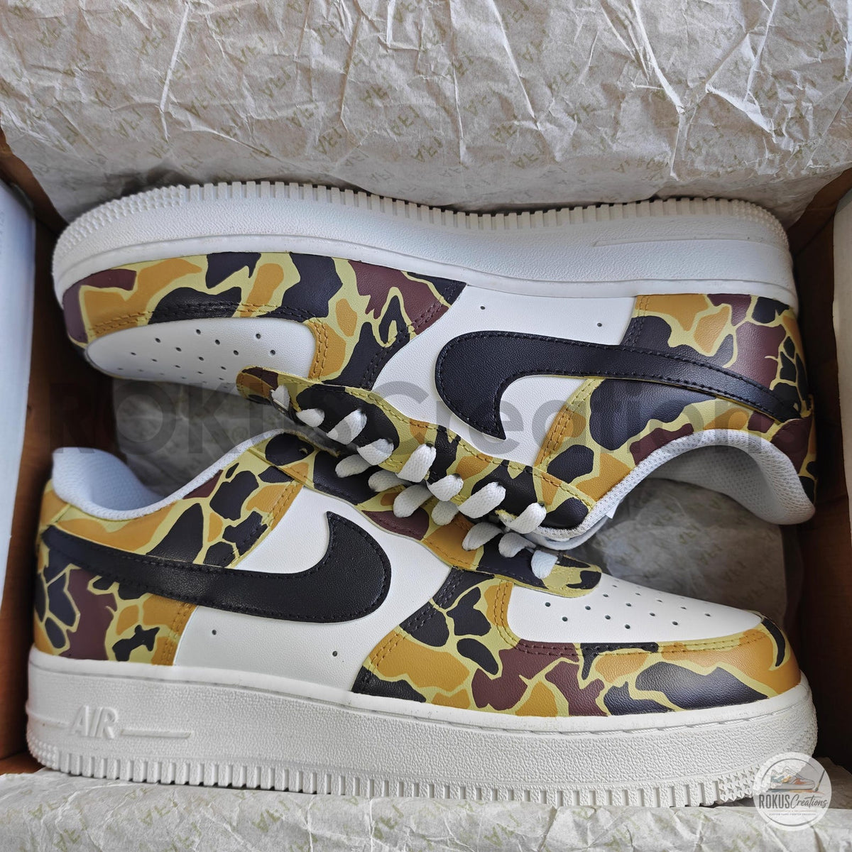 Custom Air Force 1 Camo Sneakers, AF1 Duck Camouflage Shoes, Hand Painted Streetwear Sneakers, Military Style Gift