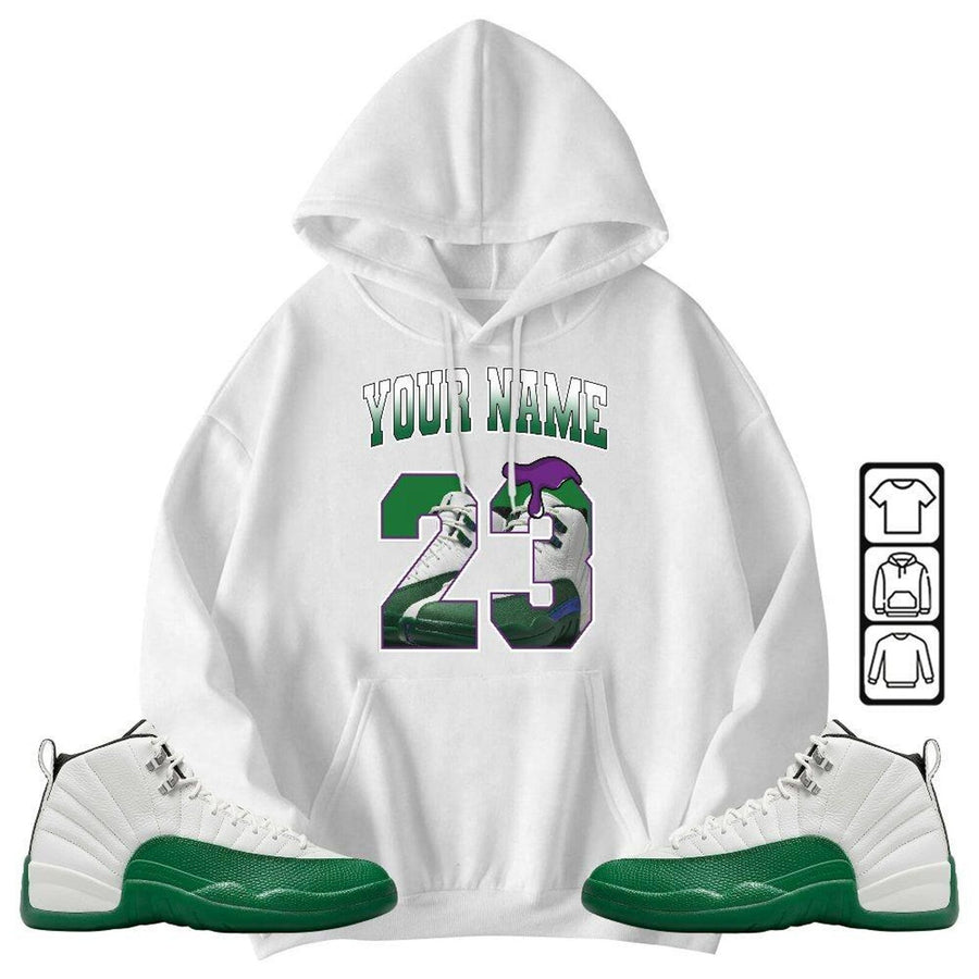 Custom Name Number 23 Drip Shoes Sneaker Shirt Green to Match Jordan 12 Bucks 2026 T Shirt , Jordan 12 Bucks Matching Sneaker