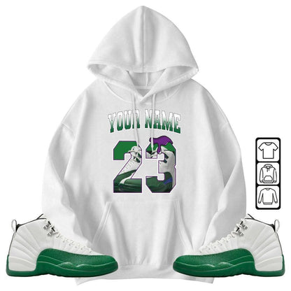 Custom Name Number 23 Drip Shoes Sneaker Shirt Green to Match Jordan 12 Bucks 2026 T Shirt , Jordan 12 Bucks Matching Sneaker