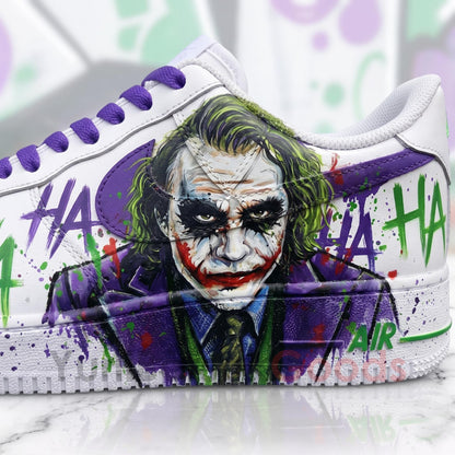 Hand Painted HAHAHA Graffiti AF1 Shoes, Purple Laces Blood Drip Splatter Art, Custom AF1 Sneakers, Birthday Gift for Him