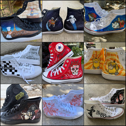 Custom Painted Converse // Completely Customizable Handpainted Shoes / Hi-tops / birthday Christmas gift for him her *READ DESCRIPTION*