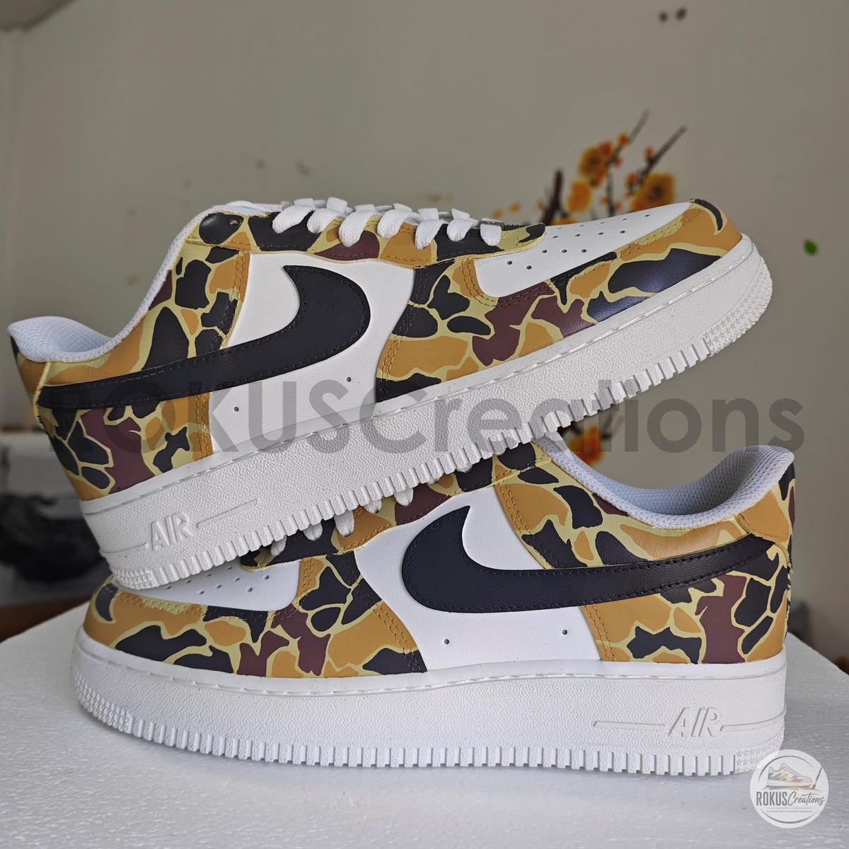 Custom Air Force 1 Camo Sneakers, AF1 Duck Camouflage Shoes, Hand Painted Streetwear Sneakers, Military Style Gift